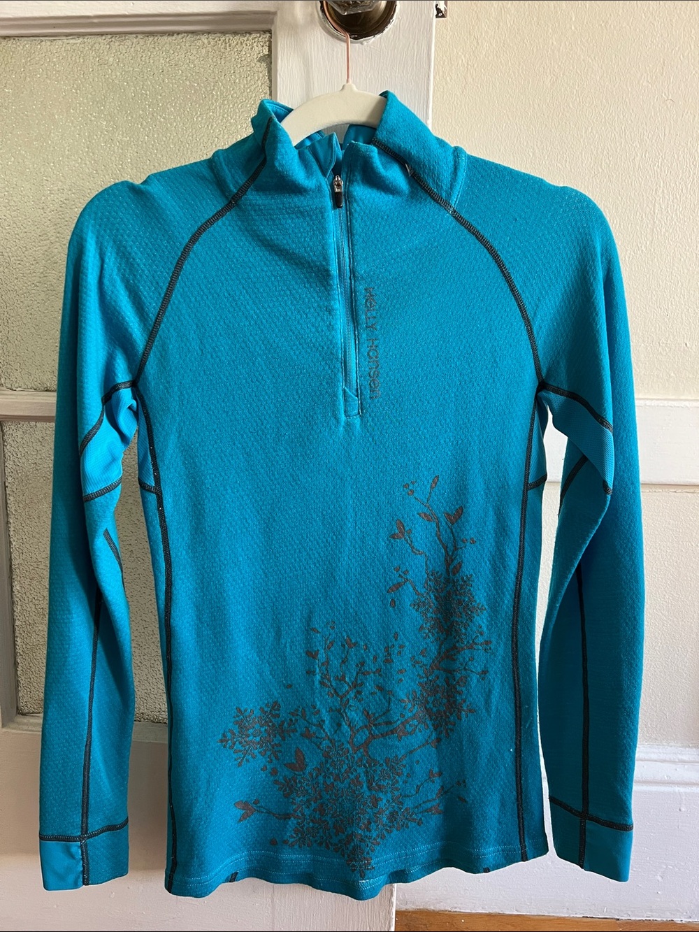 Helly Hansen Teal Half-Zip Cowl Neck Performance Sweater